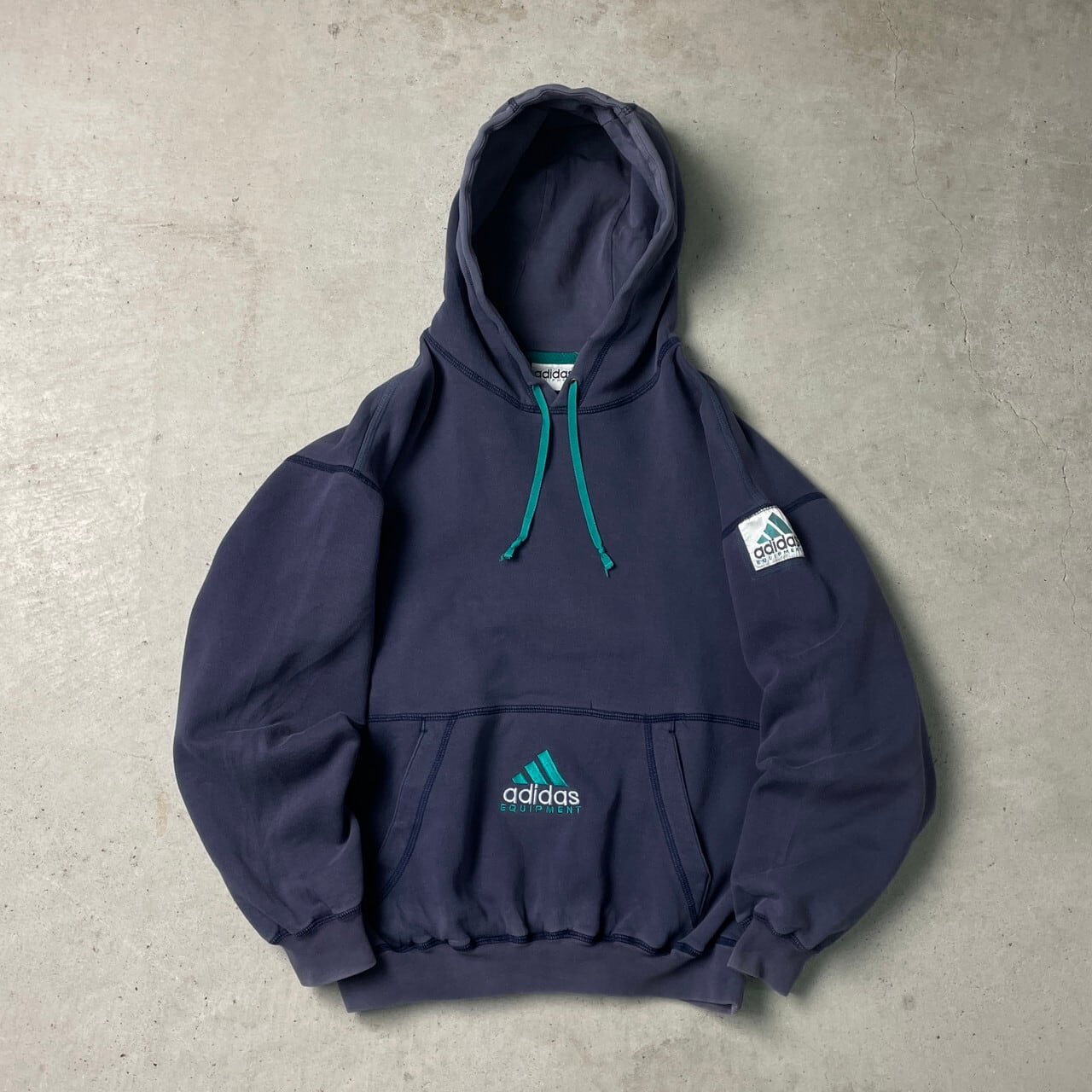 90年代 adidas アディダス EQUIPMENT スウェットパーカー フロントロゴ 
