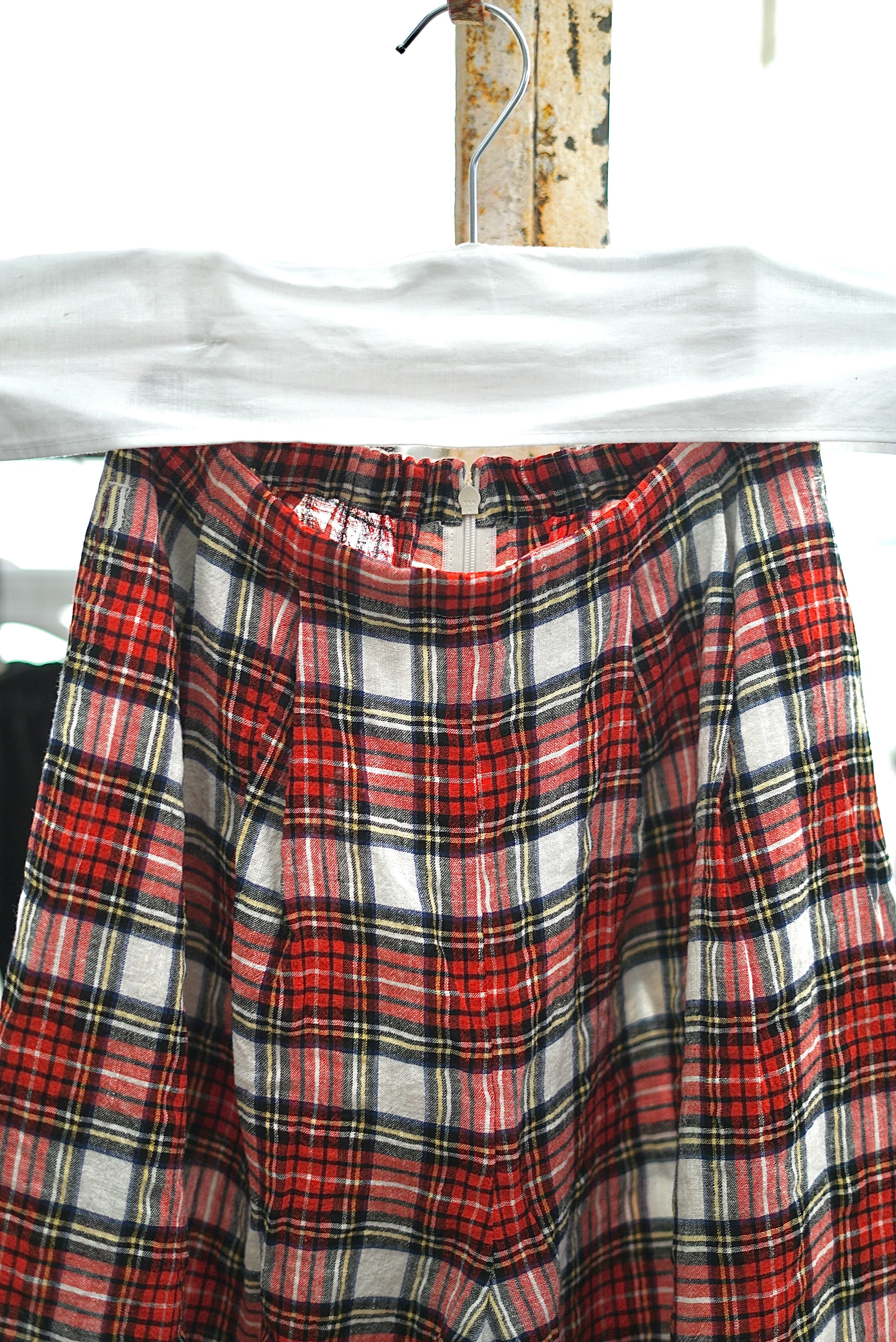Mediam / Linen Check Pants (Green, Red) | JUQUI Online