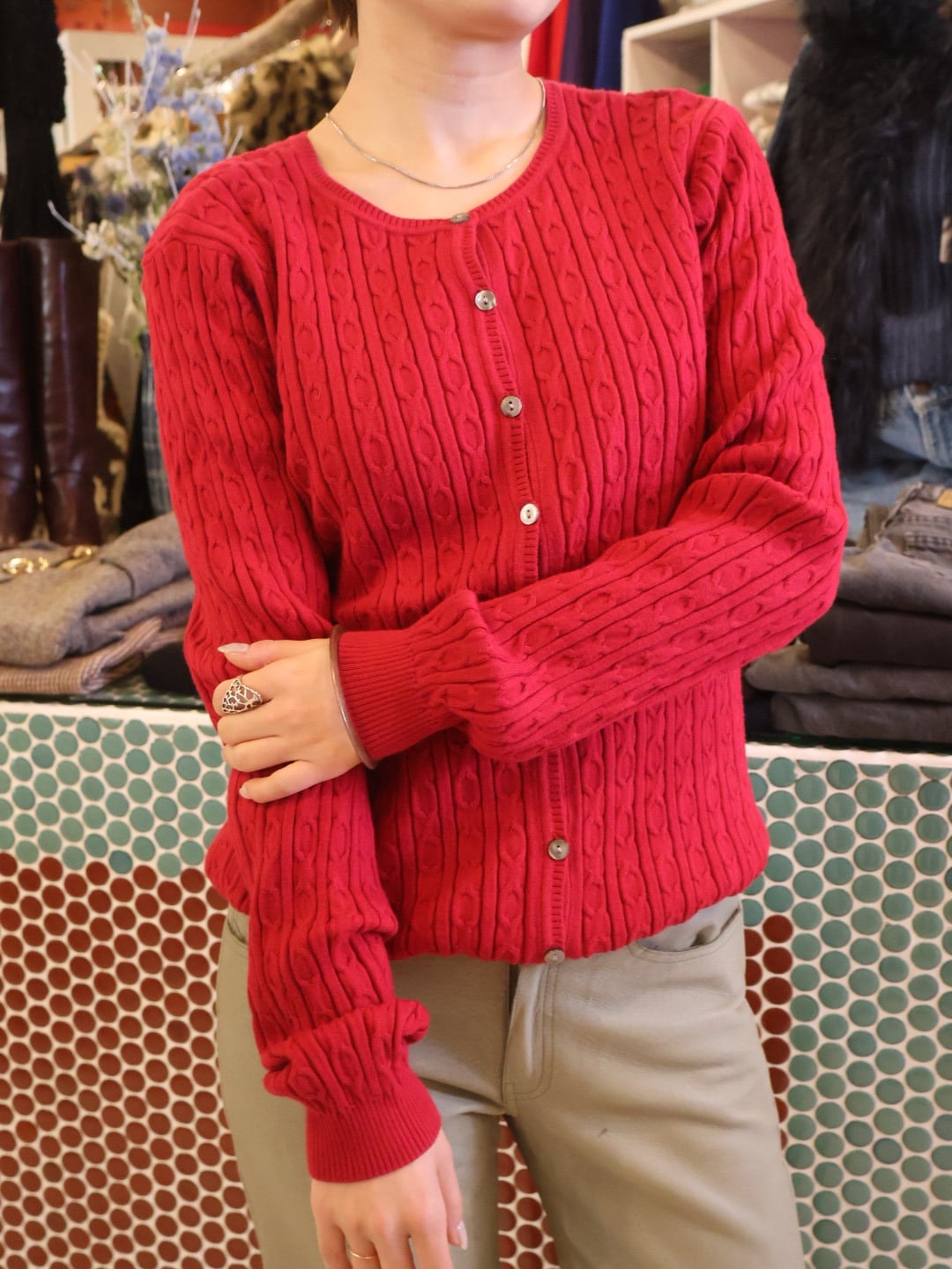 cotton knit cardigan 【1911】