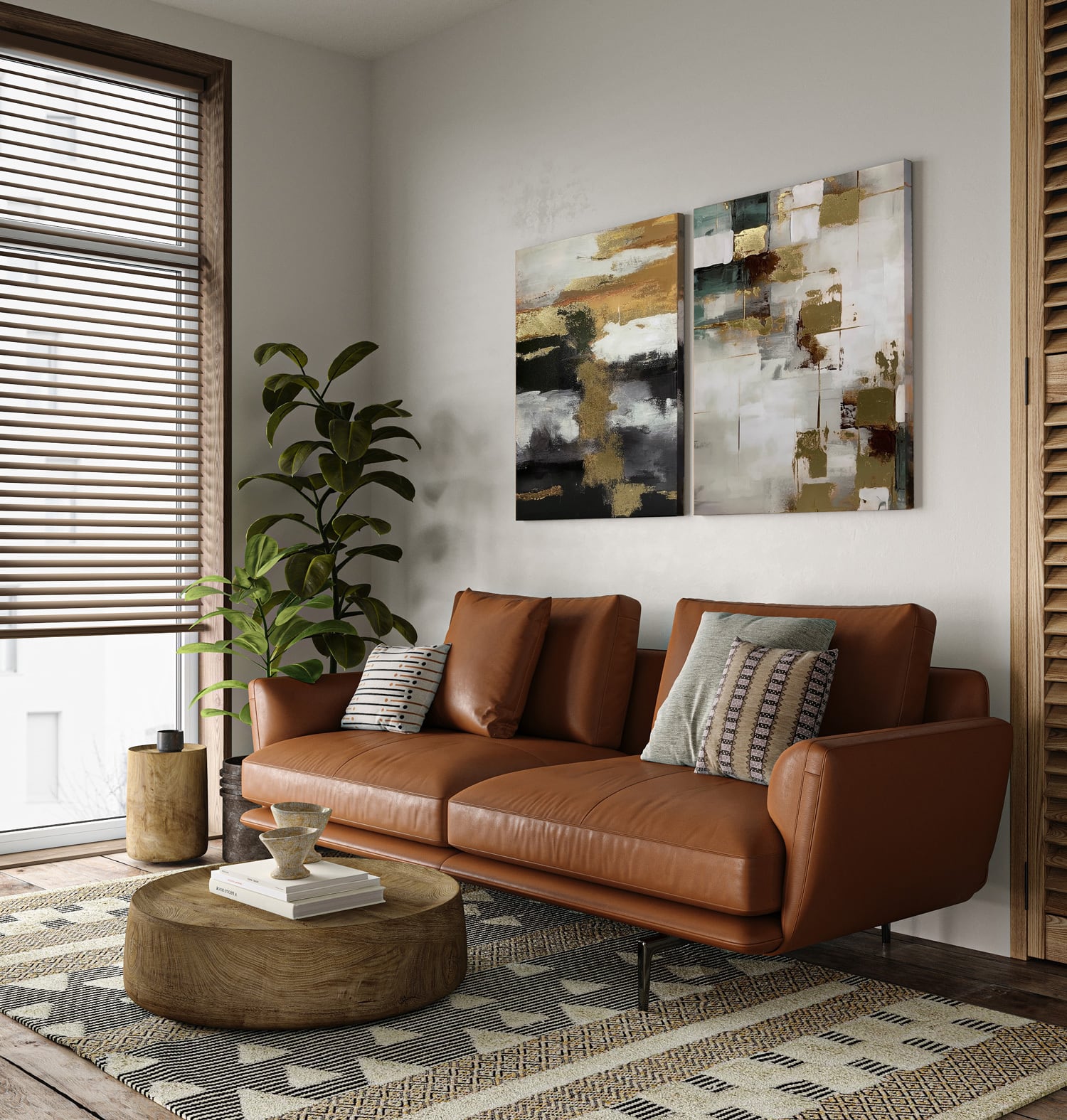 キャンバスアートLuce「Geometric, orange, gray」アブストラクト