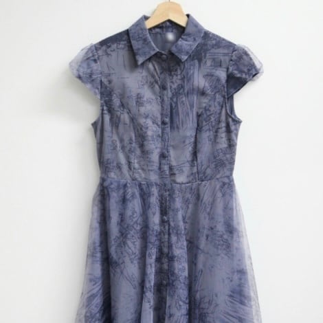 良品】Christian Dior フレアワンピース ブルー 半袖 【公式通販】