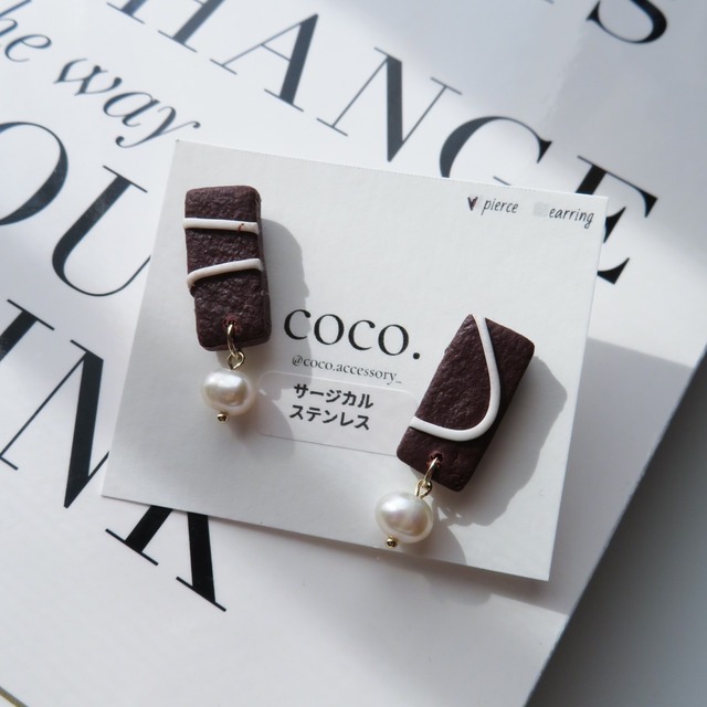 [ pierce / earring ]  chocolate pearl