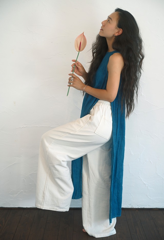 Indigo Dyed Linen Top
