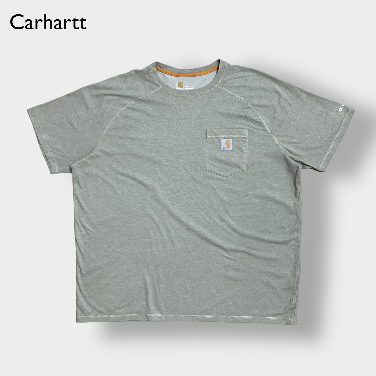 【Carhartt】2XL ビッグシルエット ワンポイント ポケットTシャツ ポケT カーハート FORCE ラグラン 半袖 夏物 US古着