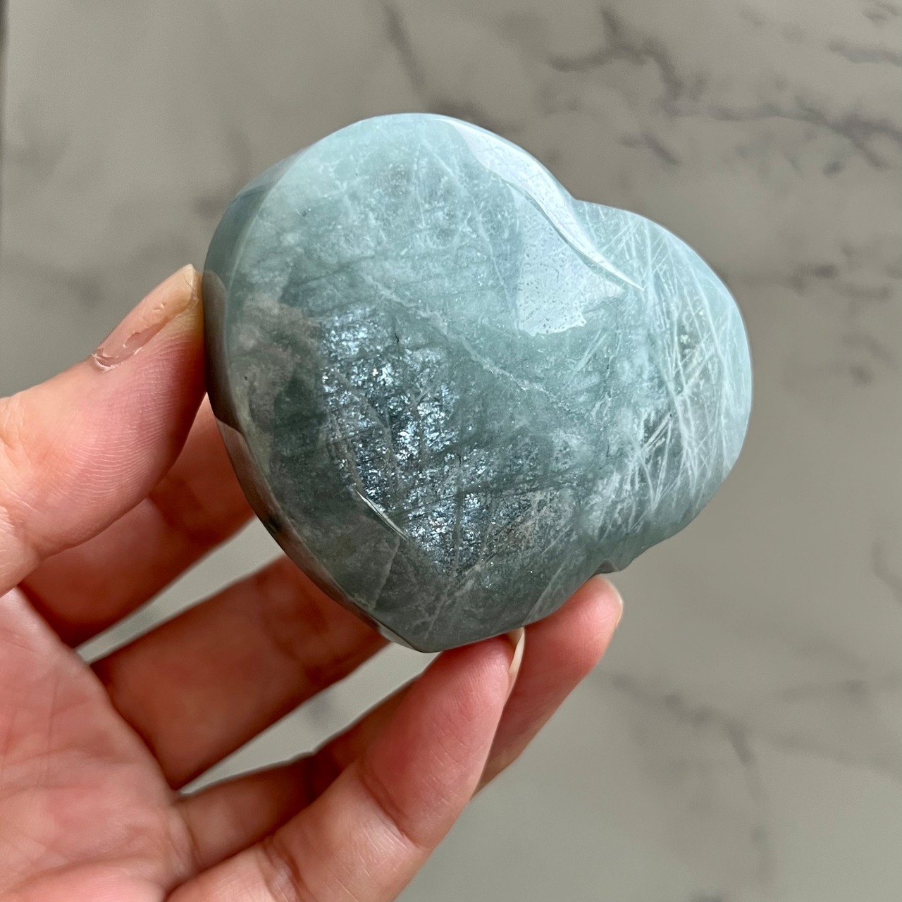 アクアマリン＊ハート1＊天然石インテリア＊置き物