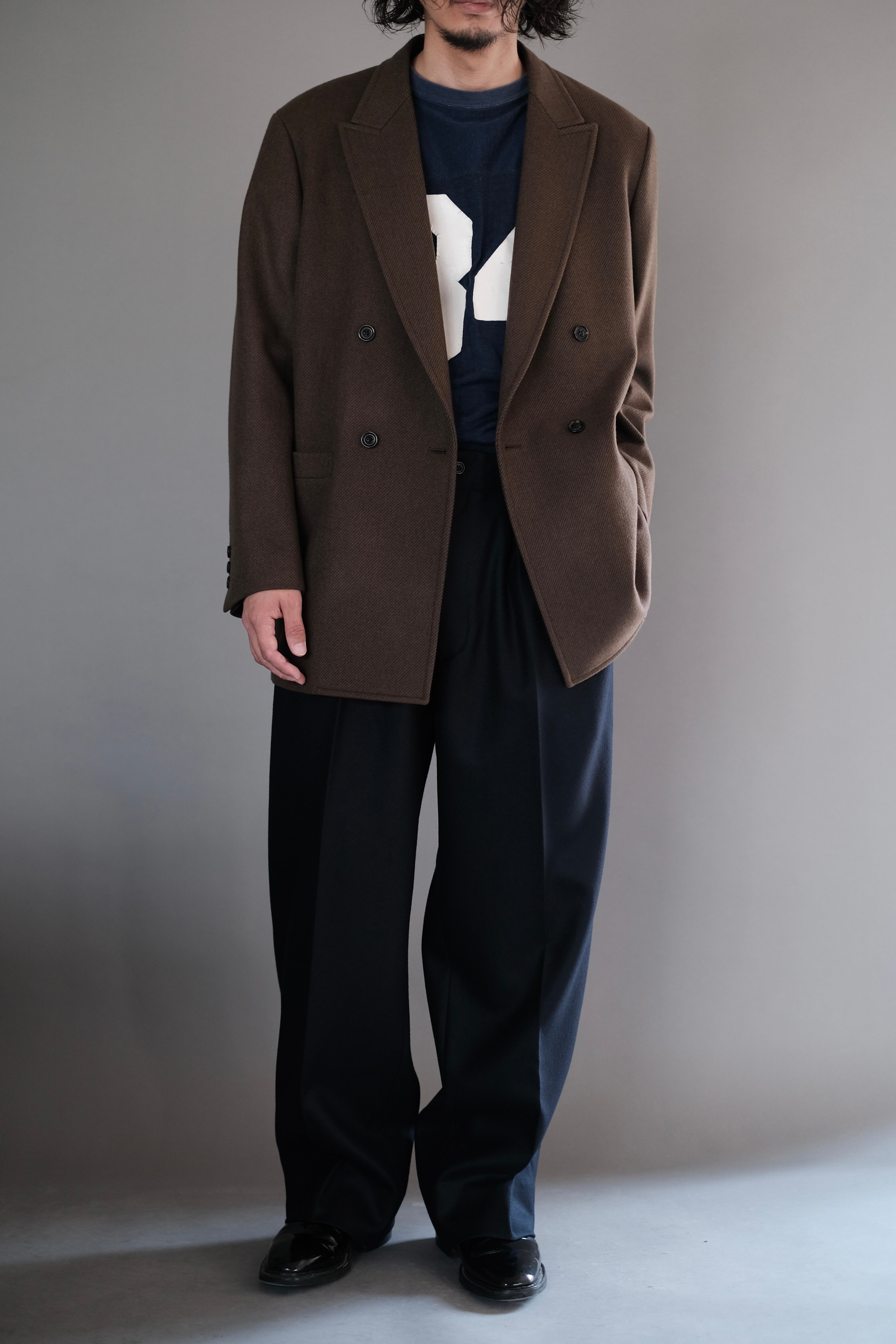 ULTERIOR / SUPER FINE LIGHT MELTON TUCKED TROUSERS | LIVING