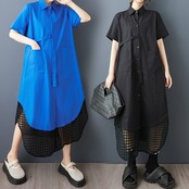 メッシュヘム シャツワンピース  30124