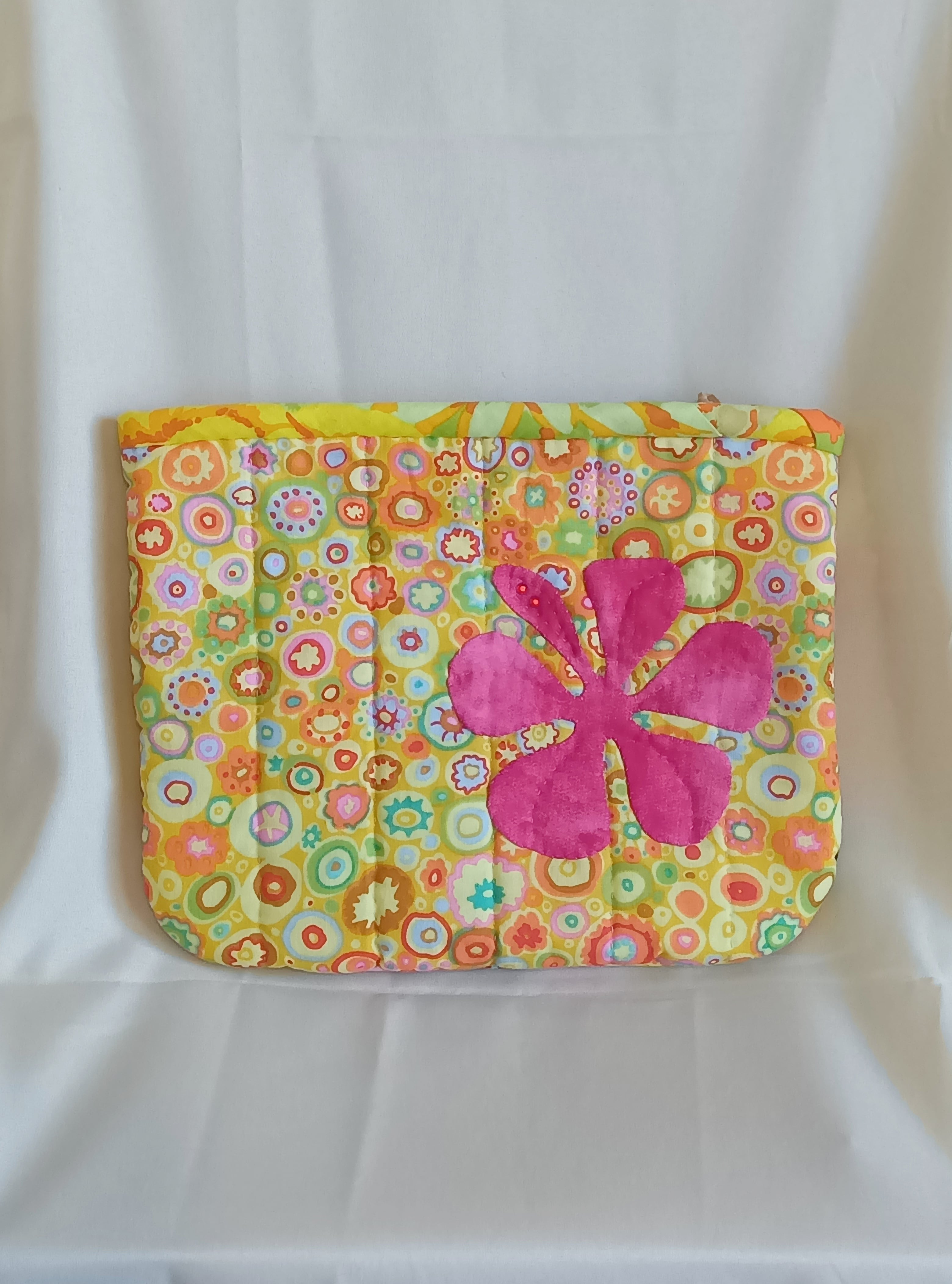 HawaiianQuilt Peach】ハワイアンキルトポーチ ハイビスカス ケイフ