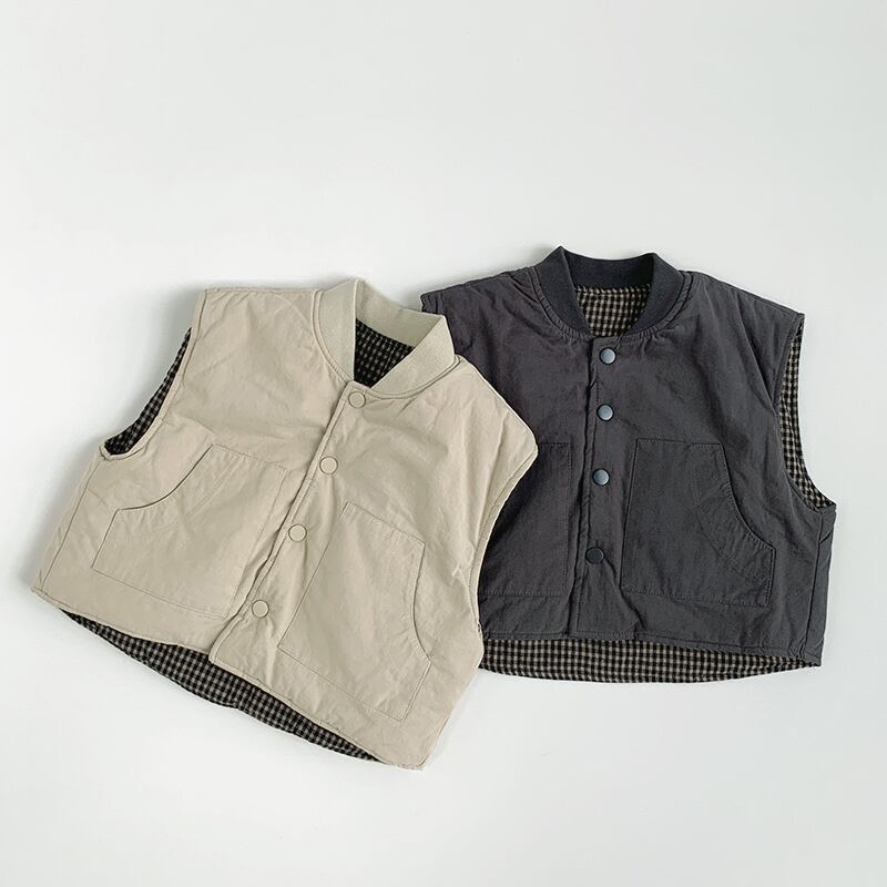 【BABY&KID】冬新作 リバーシブルチェックベスト