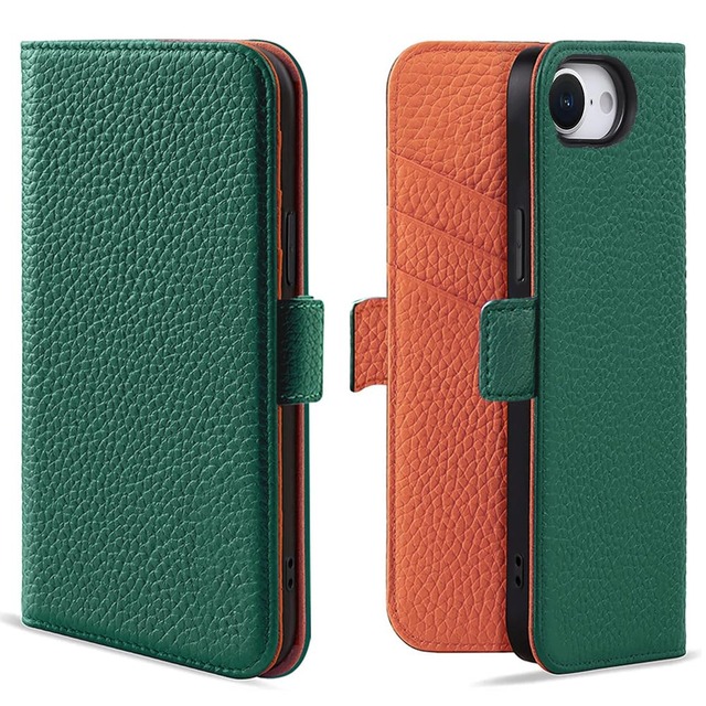 Kahper iphone 17e 用 ケース 手帳型 薄型 iphone 16e ケース 手帳型 メンズ 軽量 アイフォン17e 財布型 スマホカバー 高級PUレザー 耐衝撃 あいふおん16eケース テチョウガタ 耐摩擦 全面保護 phone 17e 携帯カバー マグネット式 カード収納 スタンド機能 手触りが良い 人気 上質 6.1インチ対応 グリーン