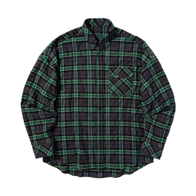 [UNDERMYCAR] 25FW BLACK ROSE PIN TARTAN CHECK SHIRTS - NAVY GREEN 正規品 韓国ブランド 韓国通販 韓国代行 韓国ファッション アンダーマイカー 日本 店舗