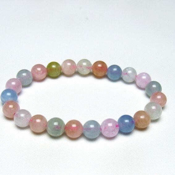 ミックスカラーベリル ブレスレット 8mm 一点物 メール便可 [M便 1/10] 111-48854