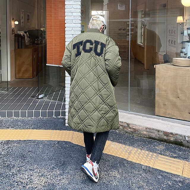 【予約販売】コート キルティング ブルゾン 防寒 メンズ アウター ミリタリー ミドル丈 オーバーサイズ ブラック カーキ MA-1 こなれ感 お洒落 韓国 トレンド 秋 冬 M/L/XL