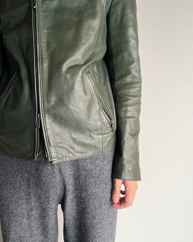 【5351 Pour HOMMES】moss goat leather riders jacket