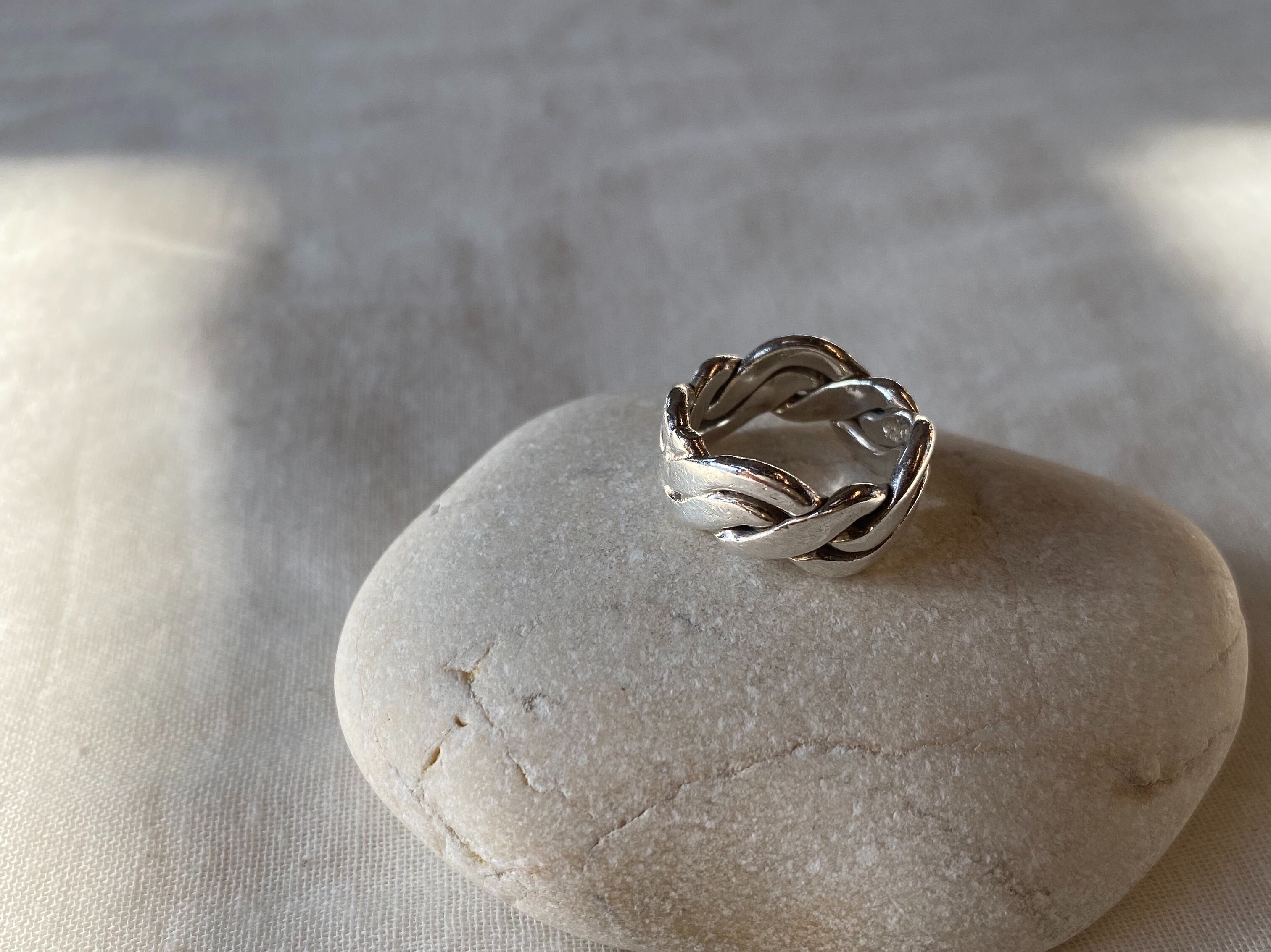 <vintage silver925>cable band ring
