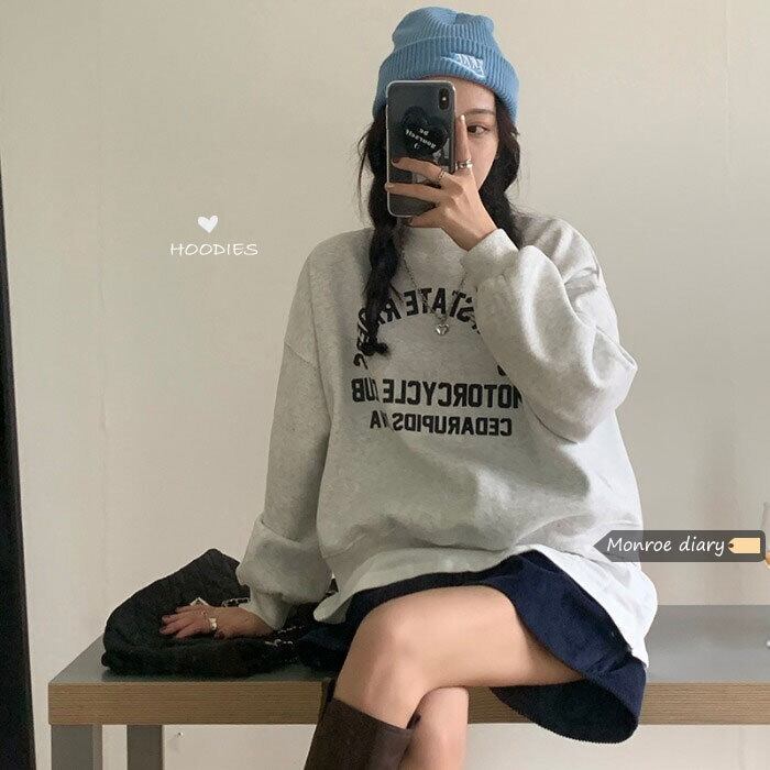 グレーセーター スタイルベルベットルーズトップス モンロー79482637650