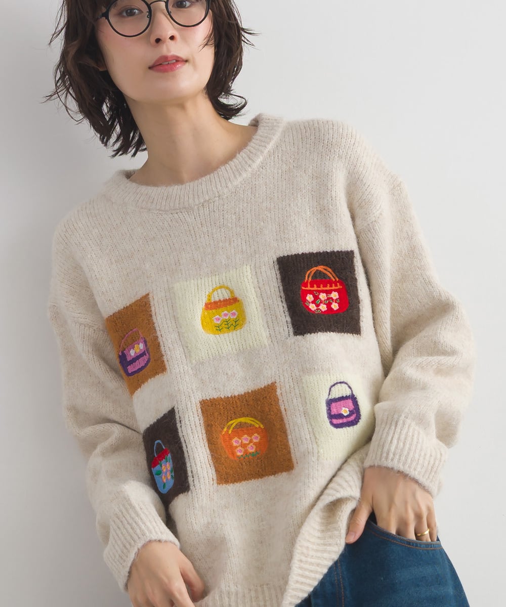 D261150 ジャカードパネルアートニットプルオーバー / Jacquard Panel