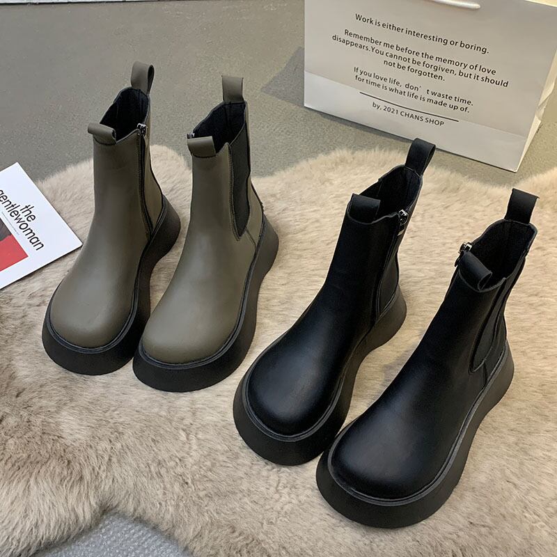 ショートブーツスプリングオータムスタイル薄手レッドスタンダード レトロ 靴 シューズ 春物 秋物 フェイクシューズ47976675292