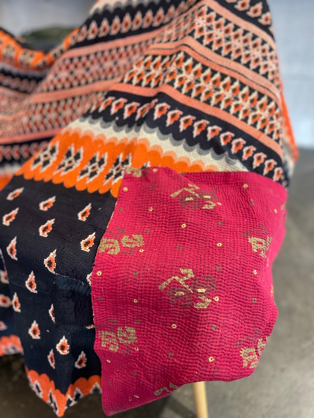 1点物】大判 Vintage kantha quilt no.126 カンタキルト ラリーキルト