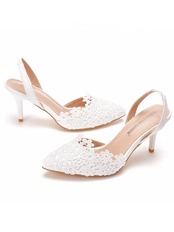 【0296】Floral Lace Pointed Heel Pumps Shoes