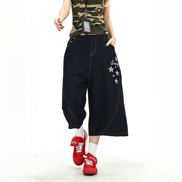 スターラインカーブワイドデニムキュロット 2col   R01735