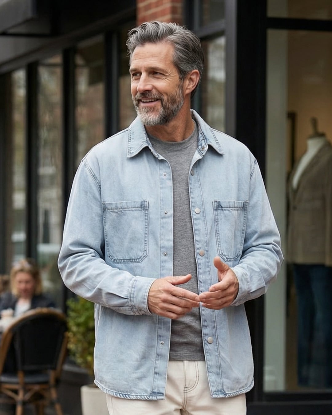 シームレス ライトデニムシャツジャケット A0235