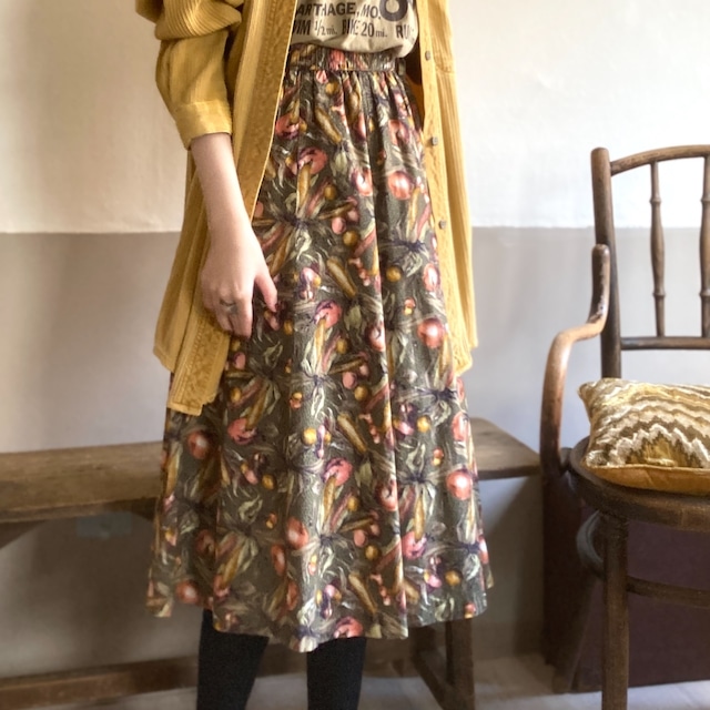 Vintage Fruit Vegetable Cotton Skirt