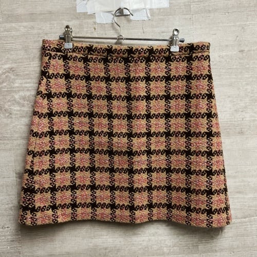 GUCCI グッチ ツイードラメスカート 42 ベージュ 【中目黒b01  