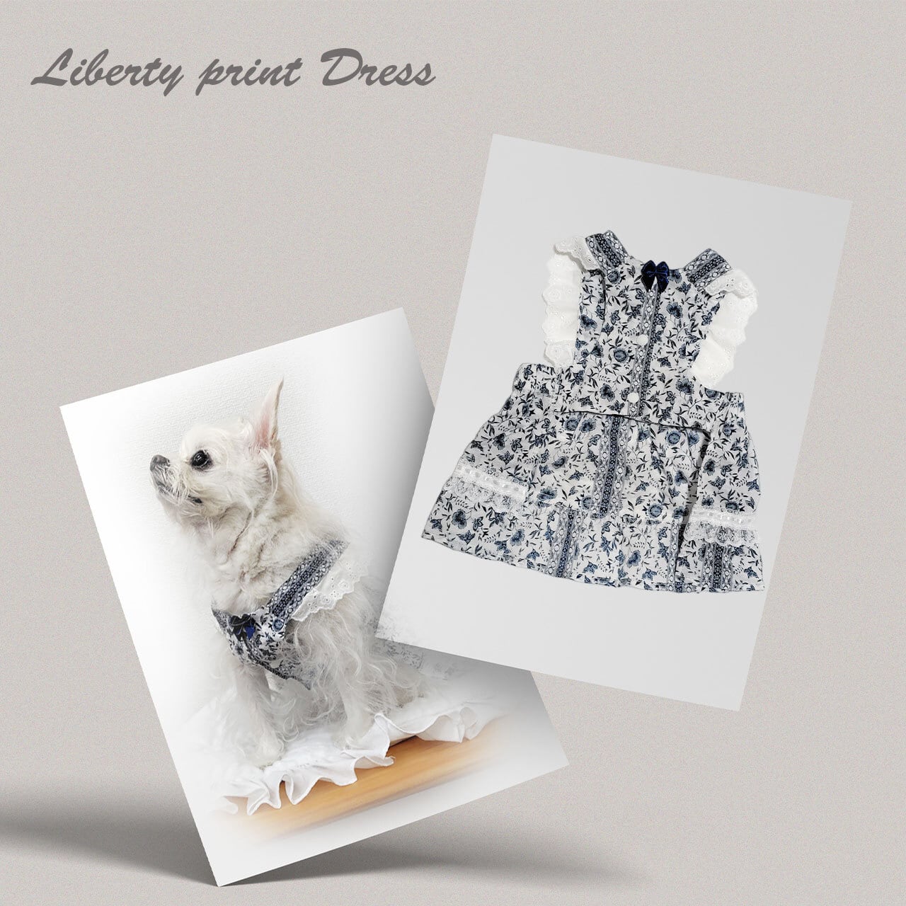 ハンドメイド Ankina S~Mサイズ リバティプリントドレス ワンピース 犬