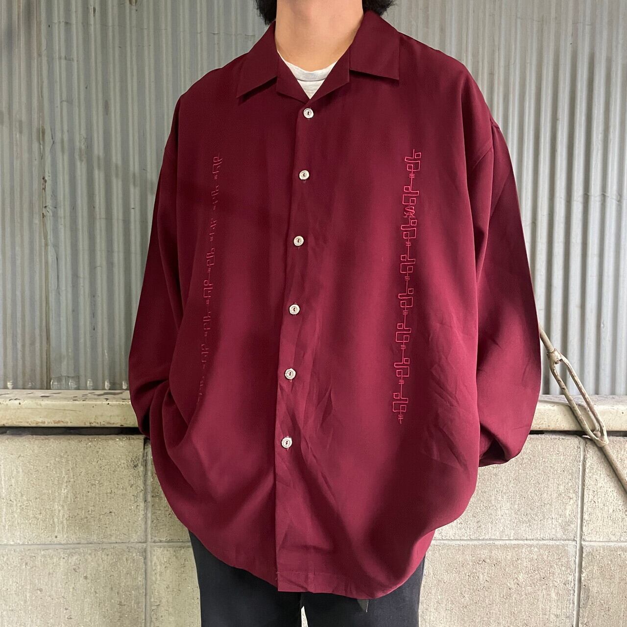 ビッグサイズ STACY ADAMS レーヨン混 オープンカラーシャツ メンズ2XL 