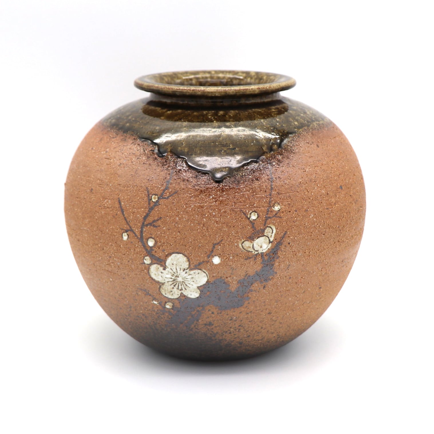 壺型花器・花瓶・陶器・桜・共箱付・No.210124-06・梱包サイズ 壺型花器・花瓶・陶器・桜・共箱付・No.210124-06・梱包サイズ