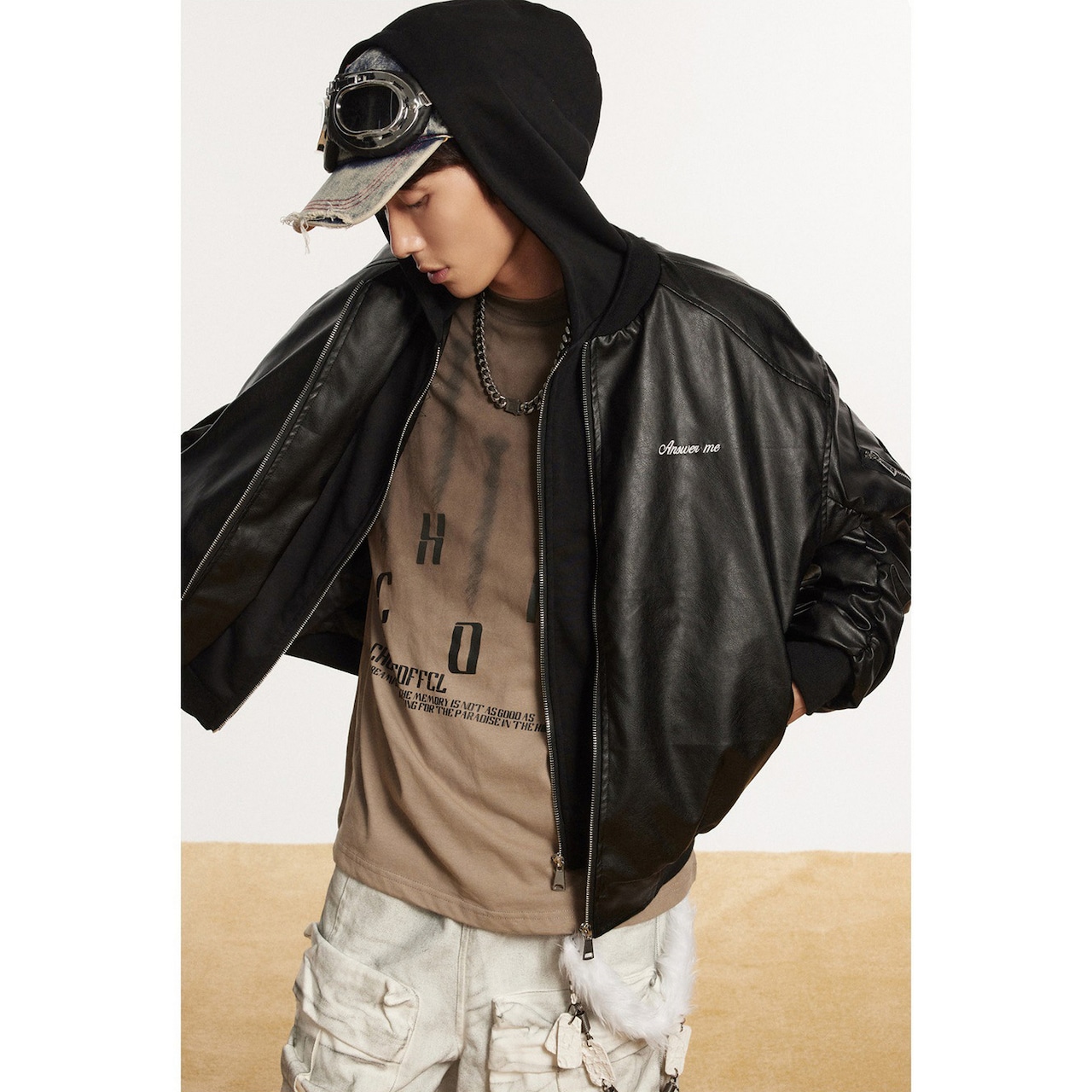 【暖かさUP】ストリート PUレザー中綿ジャケット T1287