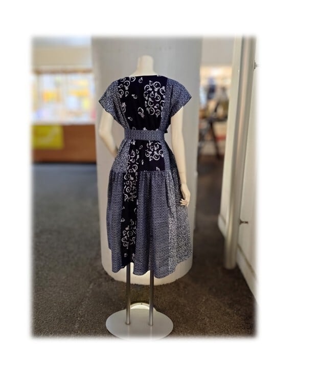465 1点物 大きいサイズ 浴衣リメイク キーネック フレンチスリーブ