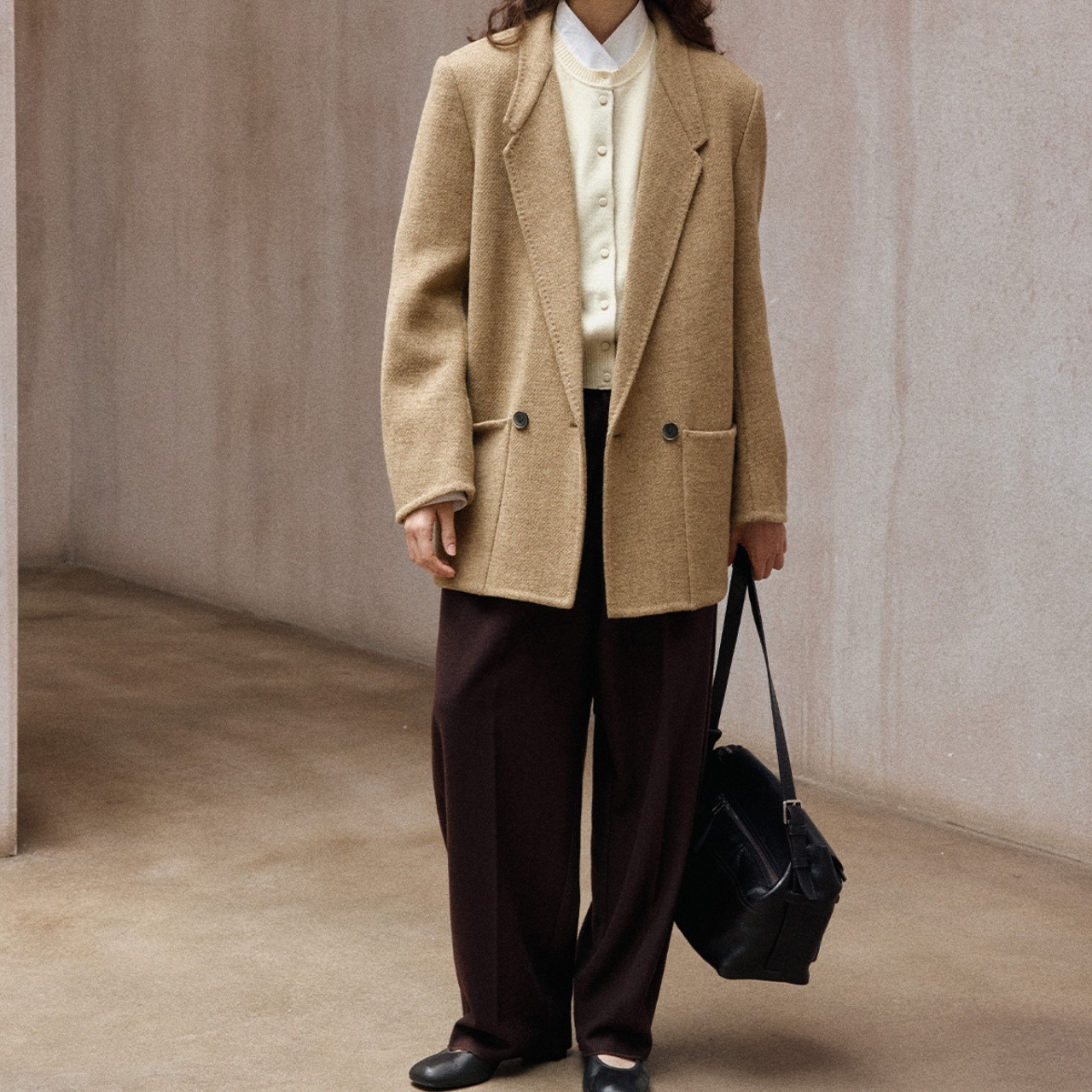 Wool Double-Breasted Oversized  Jacket【2color】  T3591