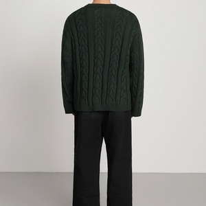 モスグリーンケーブルニット　MT0080319