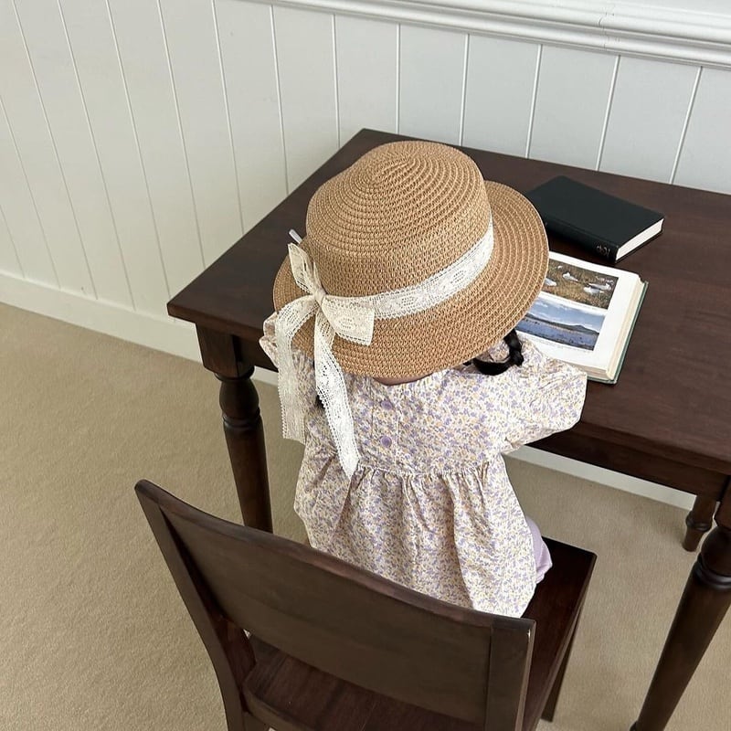 【BABY】可愛いレース付き日よけ帽子