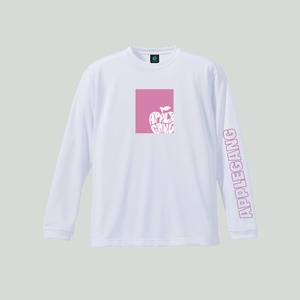 アームデザイン2　ロングTシャツ　ホワイト×ブラッシュピンク