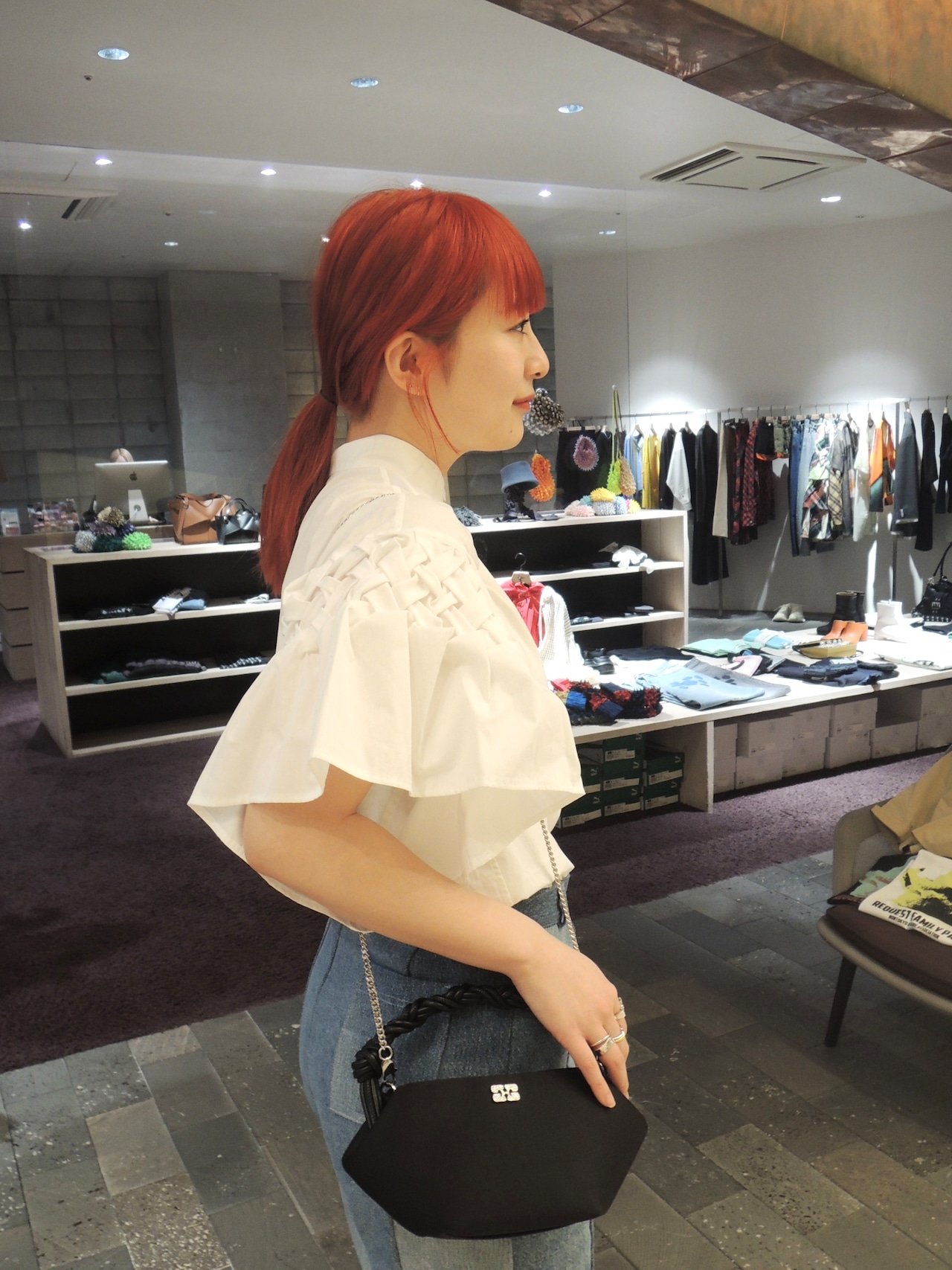 【25SS】GANNI ガニー / BLACK SATIN MINI GANNI BOU BAG / バッグ - 3