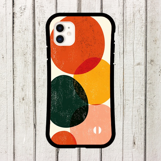 受注生産 iPhoneケース 丸のレトロカラーブロック｜幾何学抽象 CURV021A