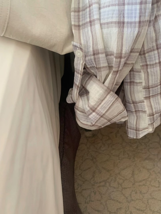 (LITER) cocoa roll up check shirt