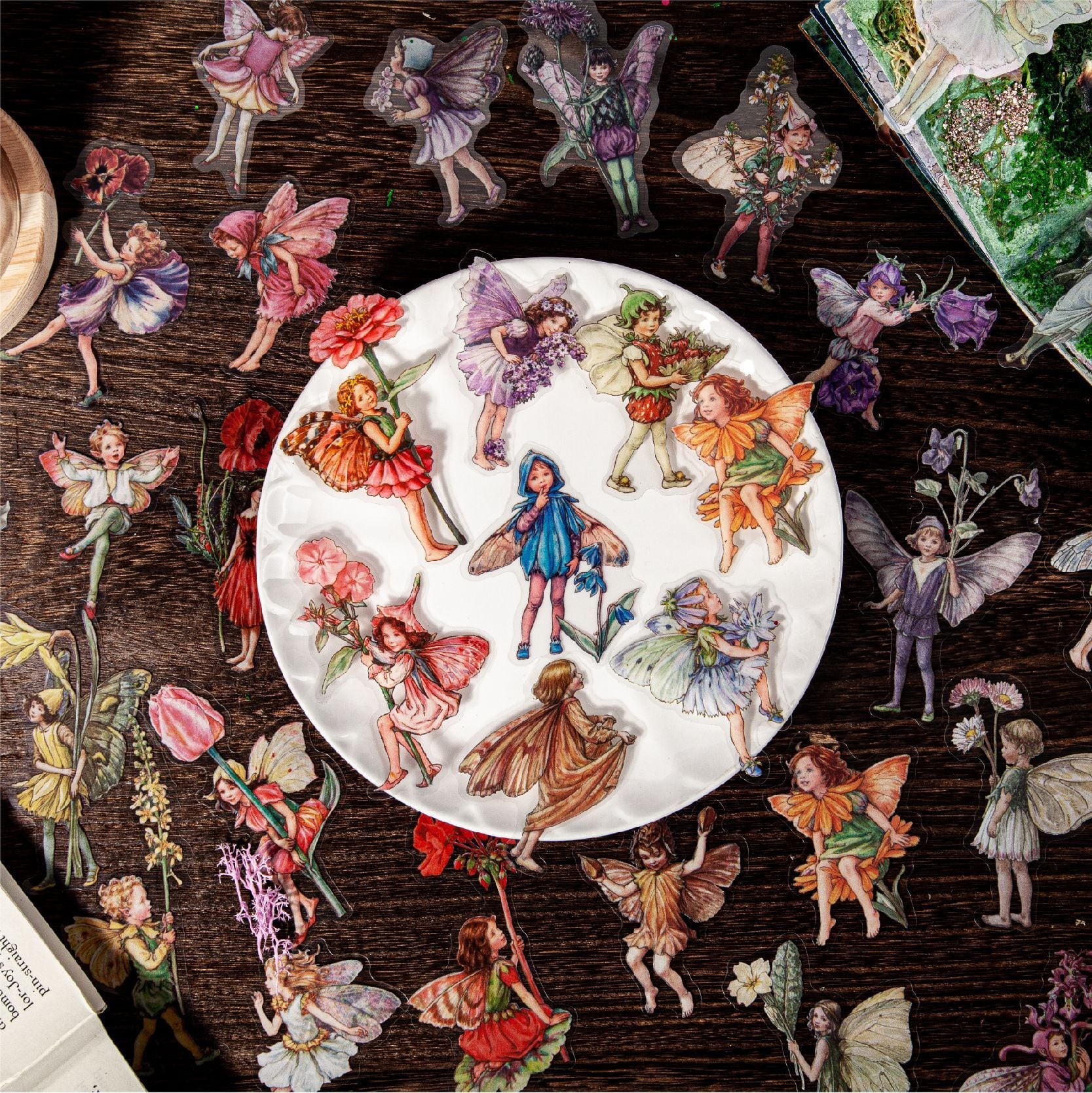 ビンテージ系シール 瓶の中の精霊シリーズ 全4種類 20枚 海外製 瓶を