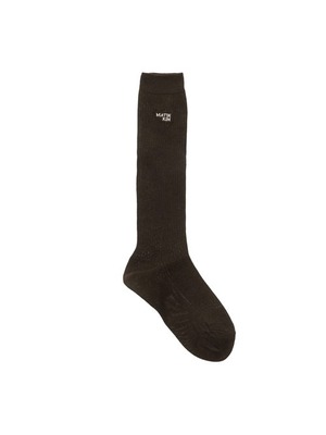 [MATIN KIM] SMALL LOGO SILKET HALF SOCKS IN BROWN