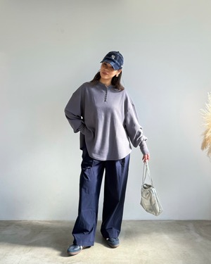 calm nylon tuck easy wide pants <2color>