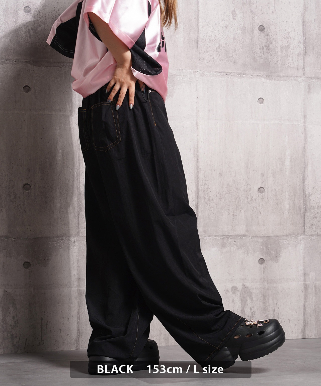 ◆ナイロンワッシャー バレルレッグパンツ◆tr-2700523