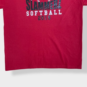 【JERZEES】プリント Tシャツ ソフトボール SOFTBALL バックプリント ロゴ 半袖 L US古着