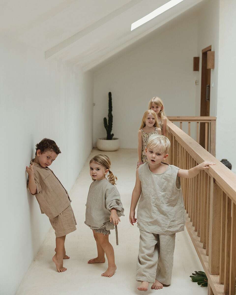 son and daughter】Koa Linen Sets - Black | RIRIBELL