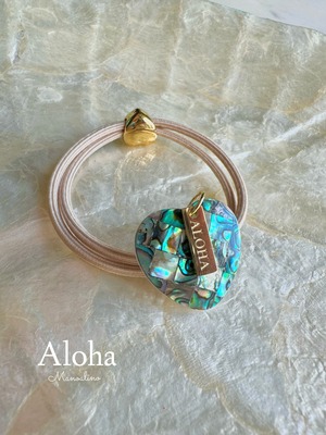 Paua shell Pu'uwai hair gom(パウアシェルハートヘアゴム)
