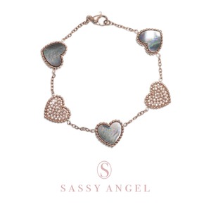 love heart bracelet ピンクゴールド×グレーシェル［191］