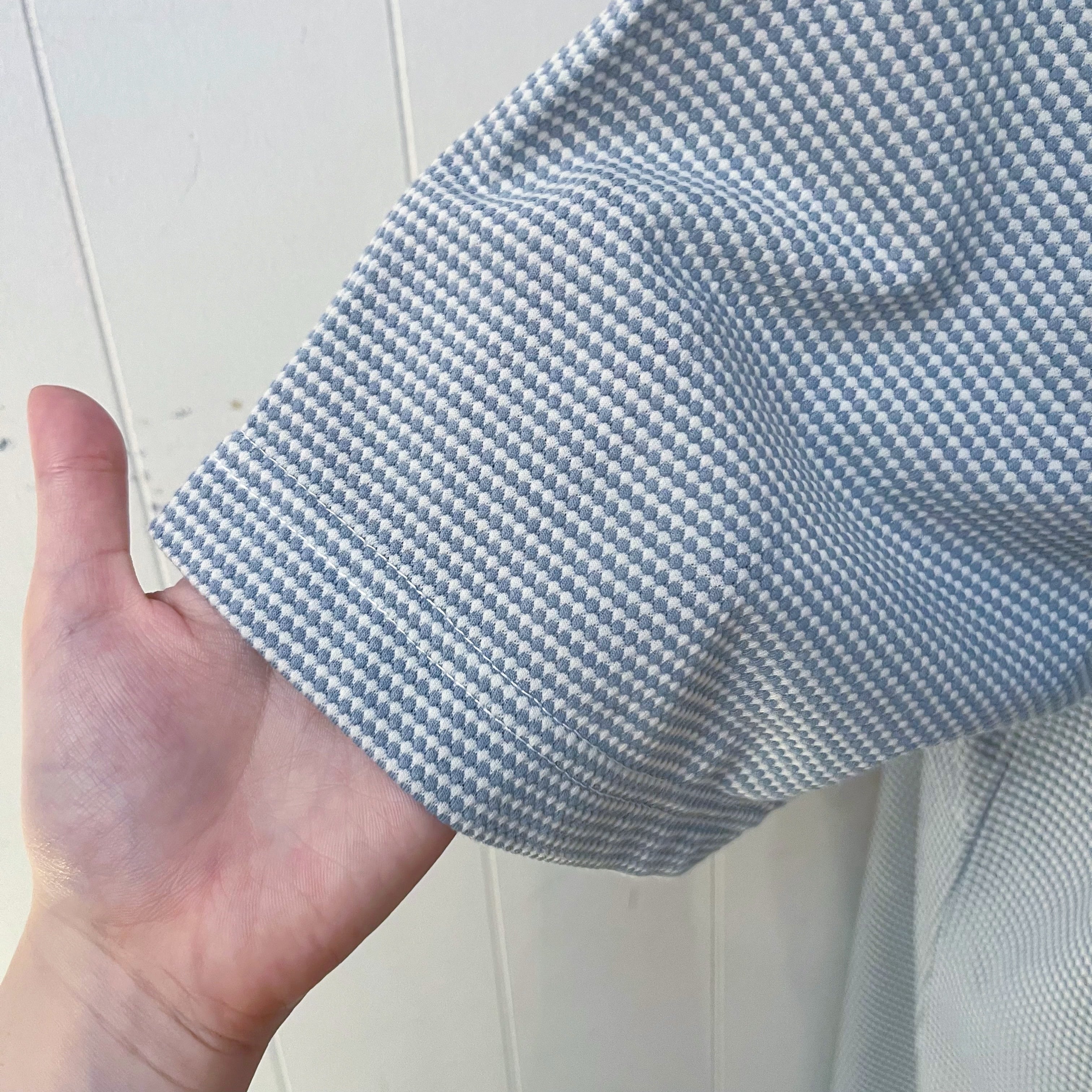 doll applique light blue one-piece