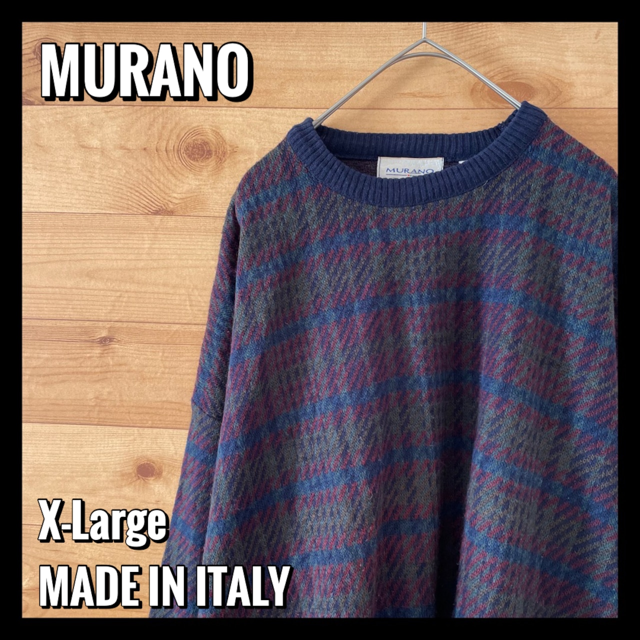 【MURANO】イタリア製 総柄ニット セーター XL クルーネック  EU古着 ヨーロッパ古着